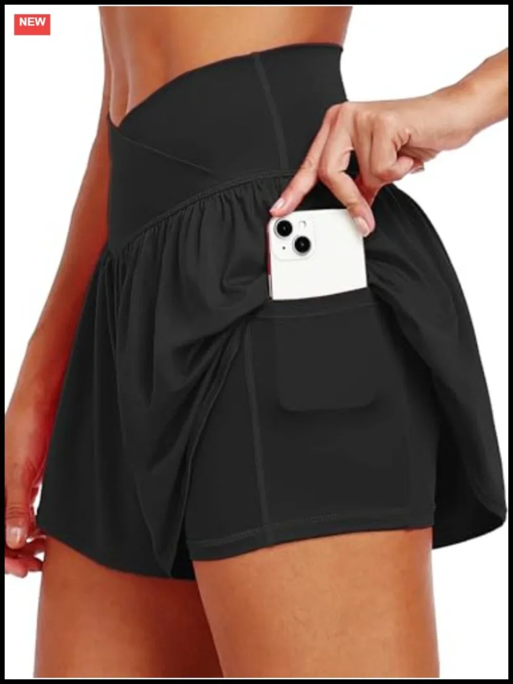 2-in-1 Flowy Tennis Shorts Women High Rise Skirted Yoga